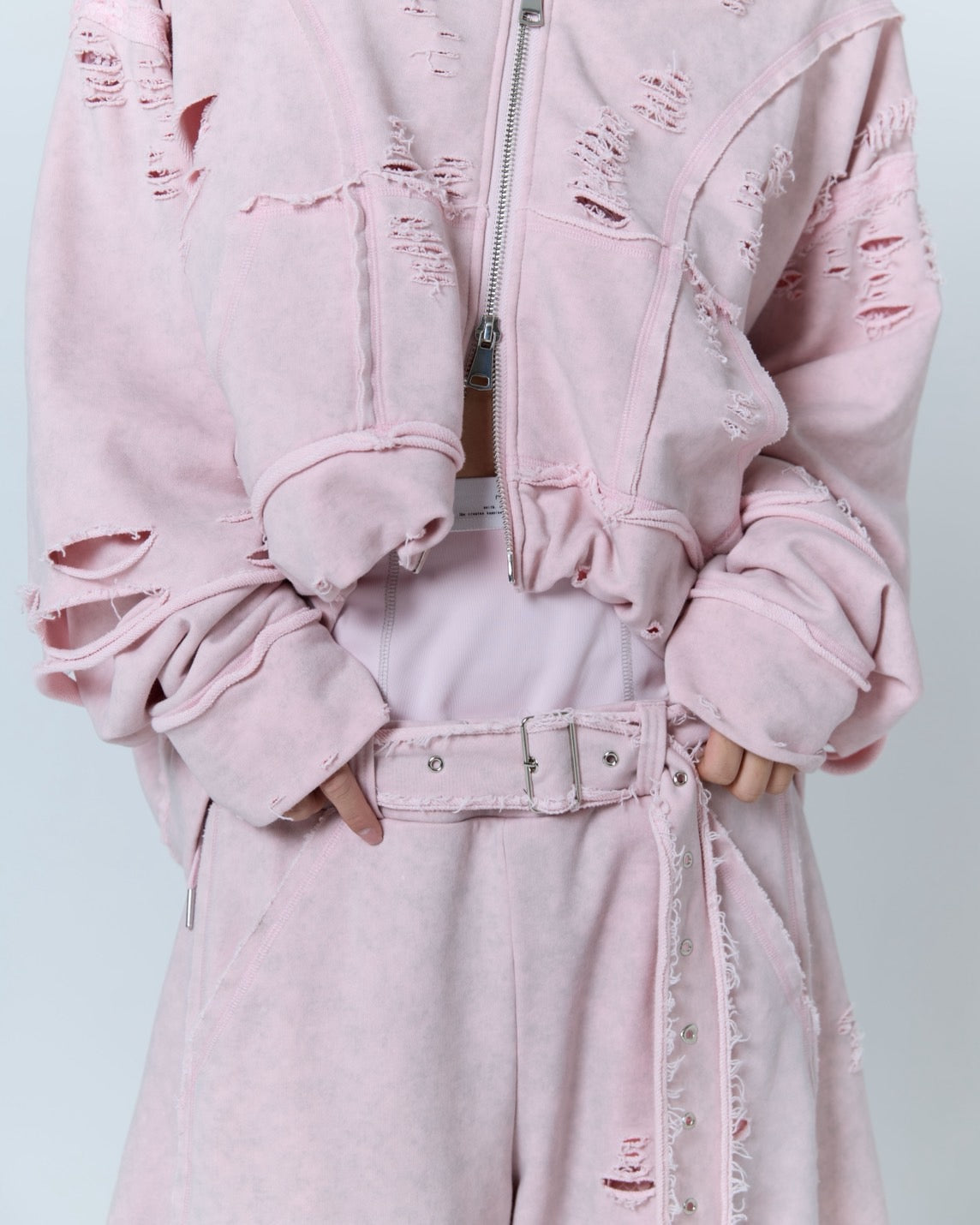 Boxer Destroyed Sweat Pants (Pink)