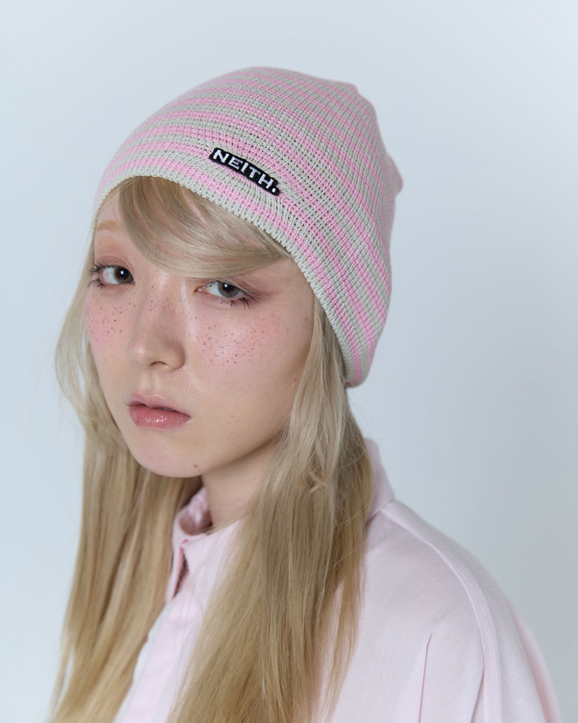 【Last1】 Border Beanie(Pink)