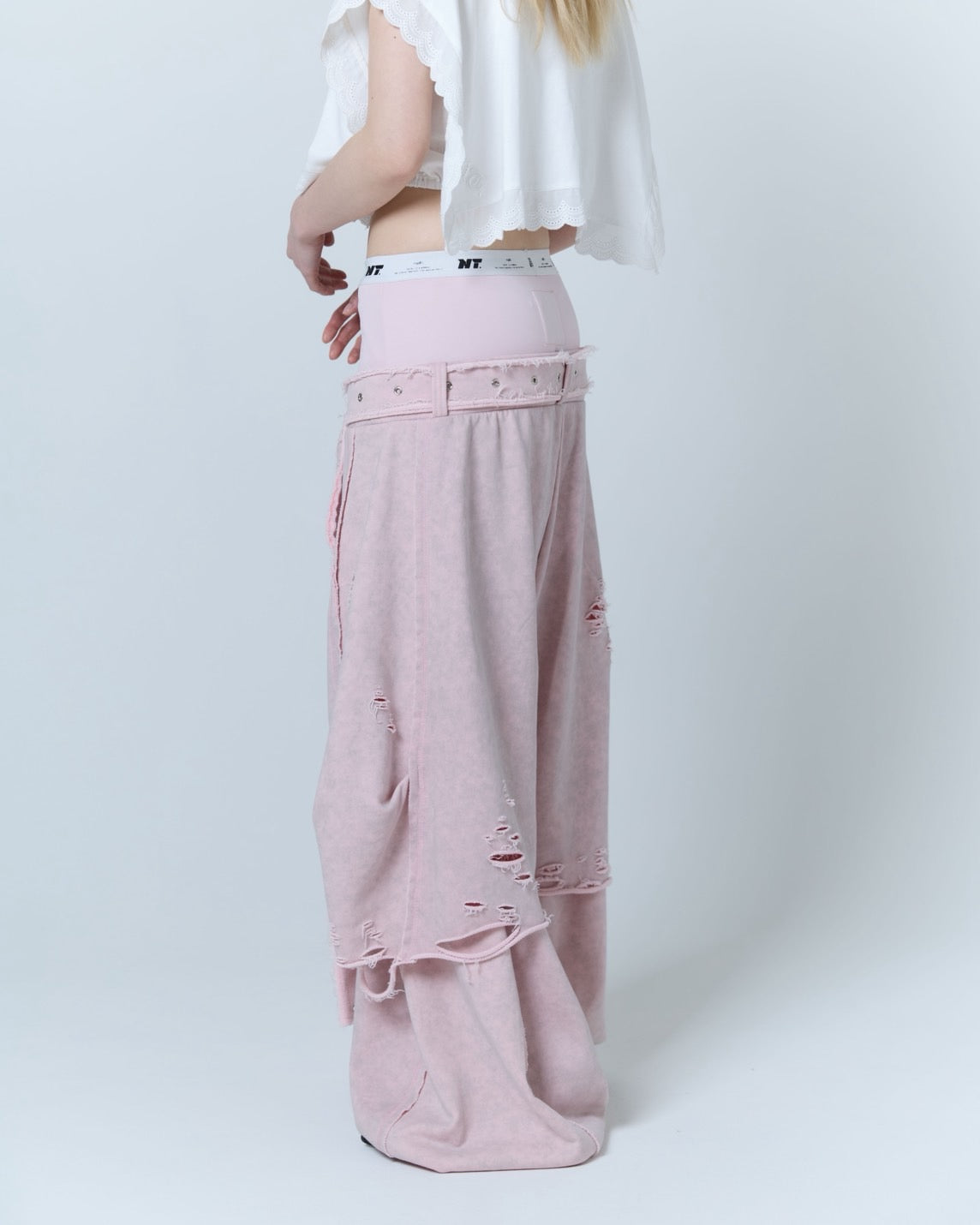 Boxer Destroyed Sweat Pants (Pink)