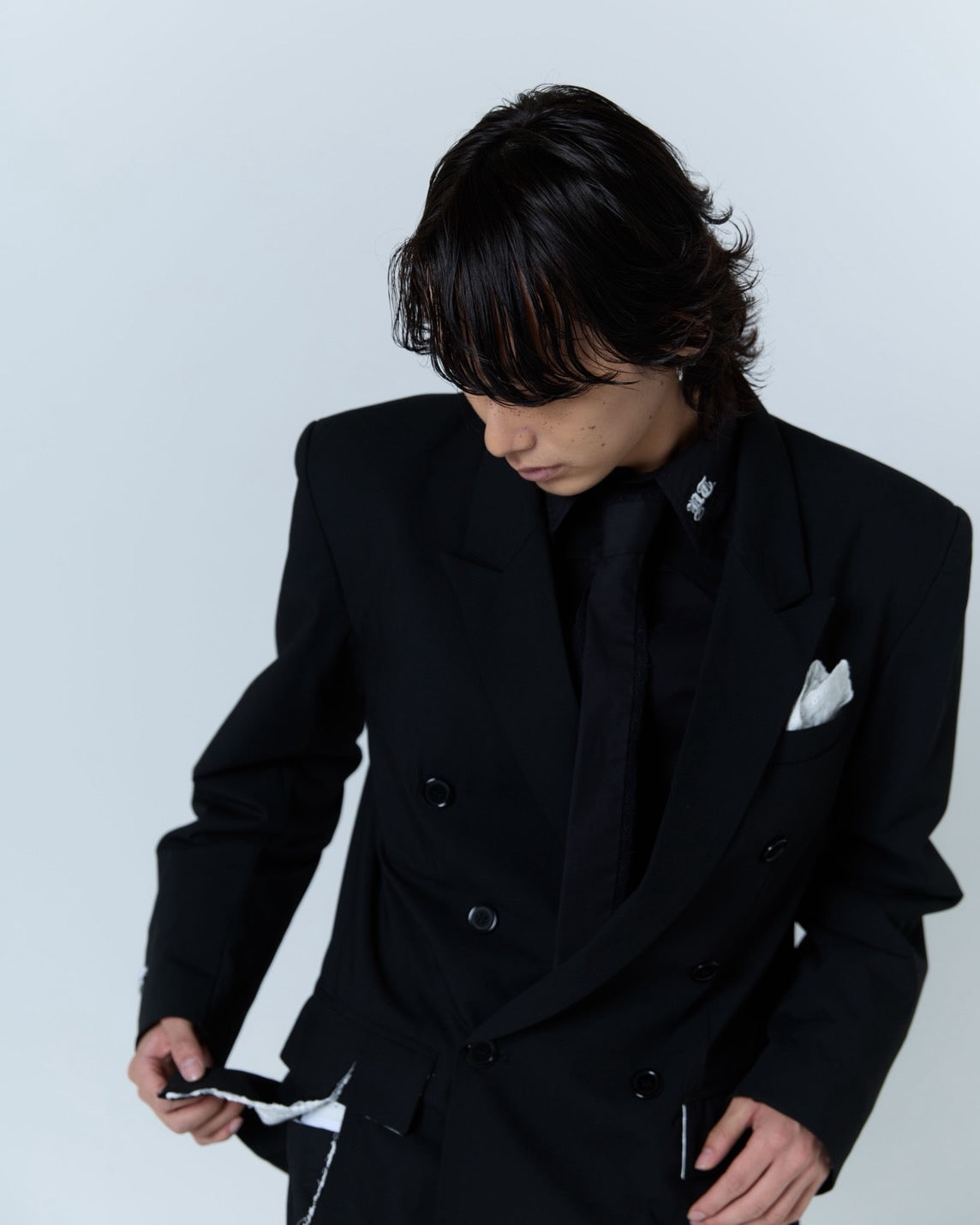 Destroyed Pocket Chief Jacket (Black）