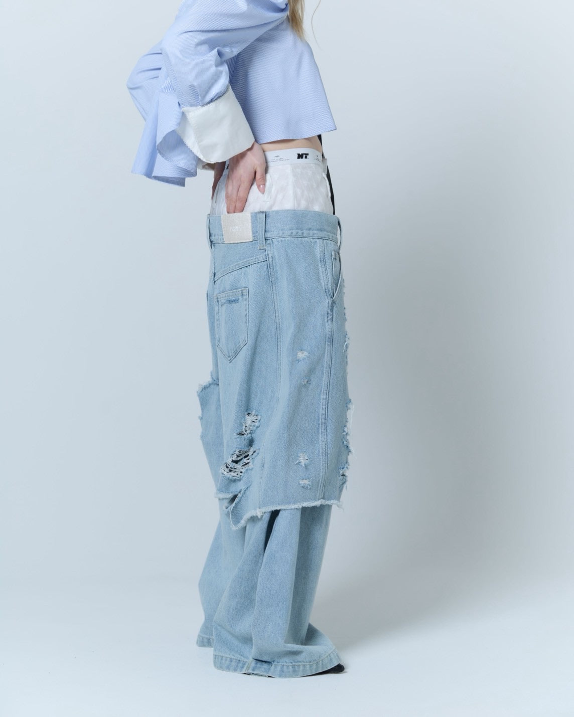Destroyed Denim and Leg cover (Blue)
