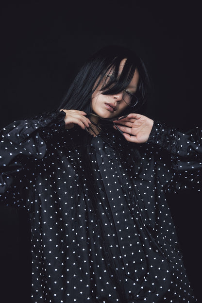 Love Dot Frill Shirt (Black)