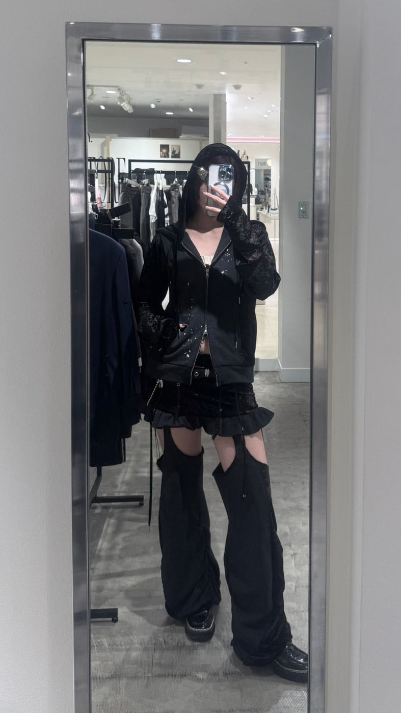 Spark Garter Skirtpants(Black)