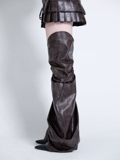 Curve Leather Leg Cover(Brown)