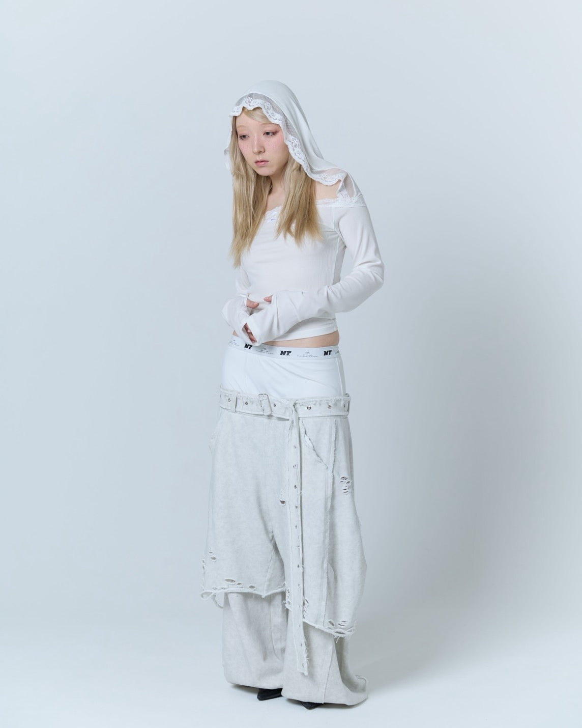 Boxer Destroyed Sweat Pants (Powder Gray)