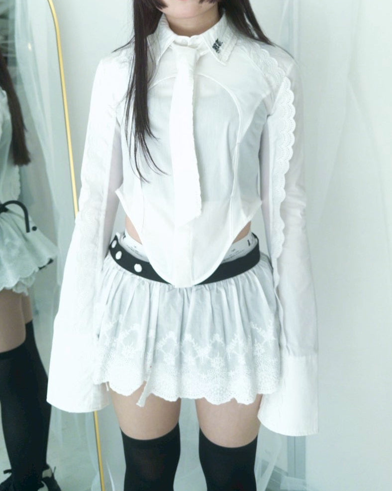 Handkerchief Tied Shirt (White)