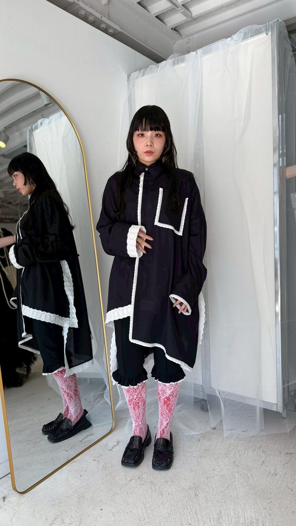 Handkerchief Shirt Dress (Black)