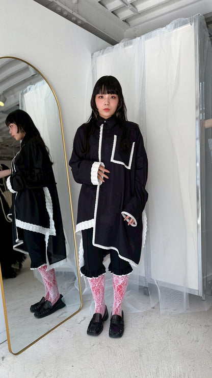 Handkerchief Shirt Dress (Black)