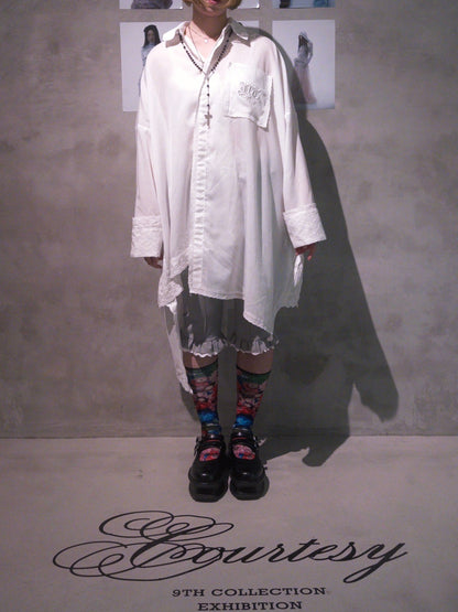 Handkerchief Shirt Dress (White)