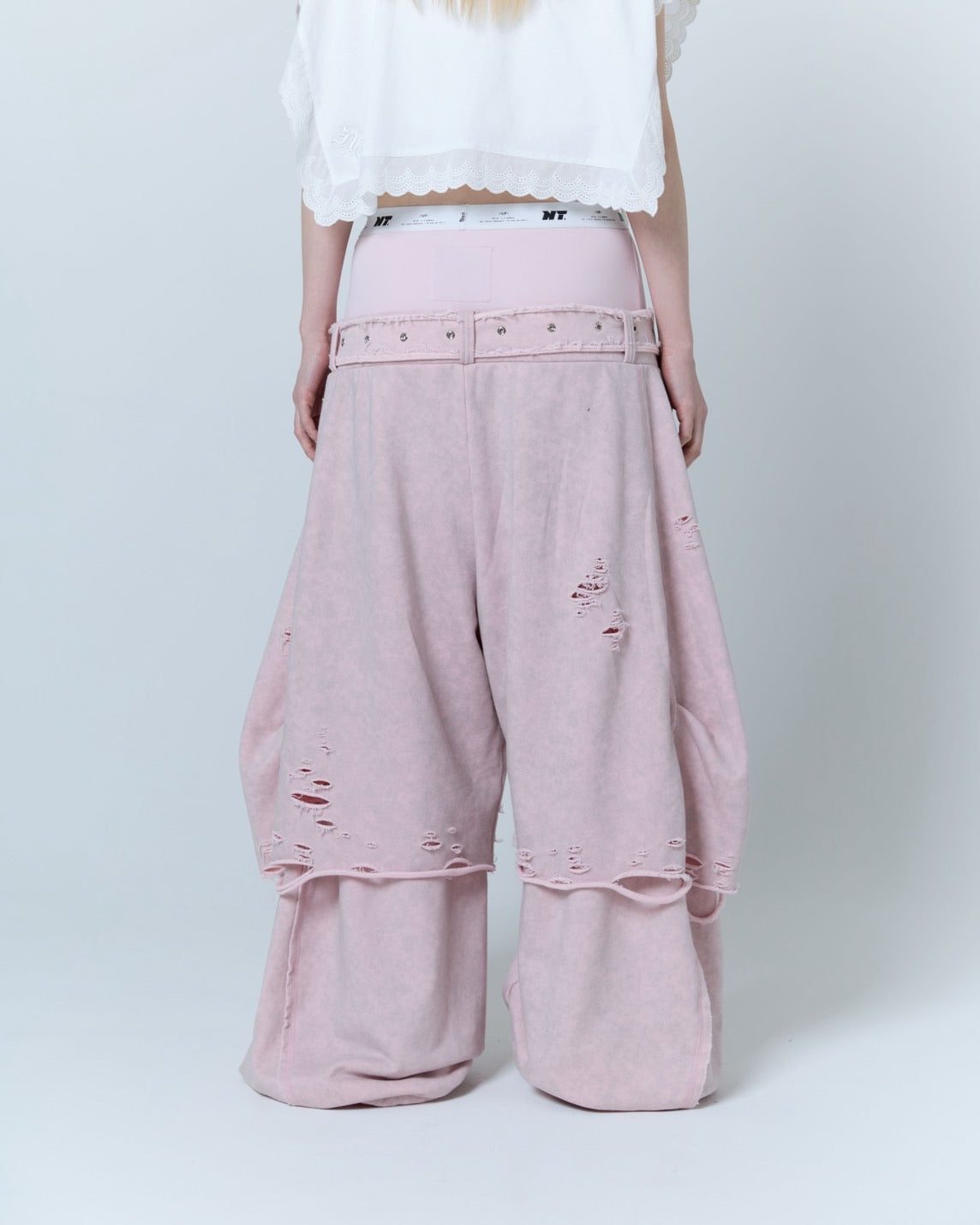 Boxer Destroyed Sweat Pants (Pink)