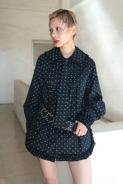 Love Dot Frill Shirt (Black)