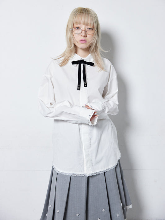 【Last3】Rose Studs Shirts(White)