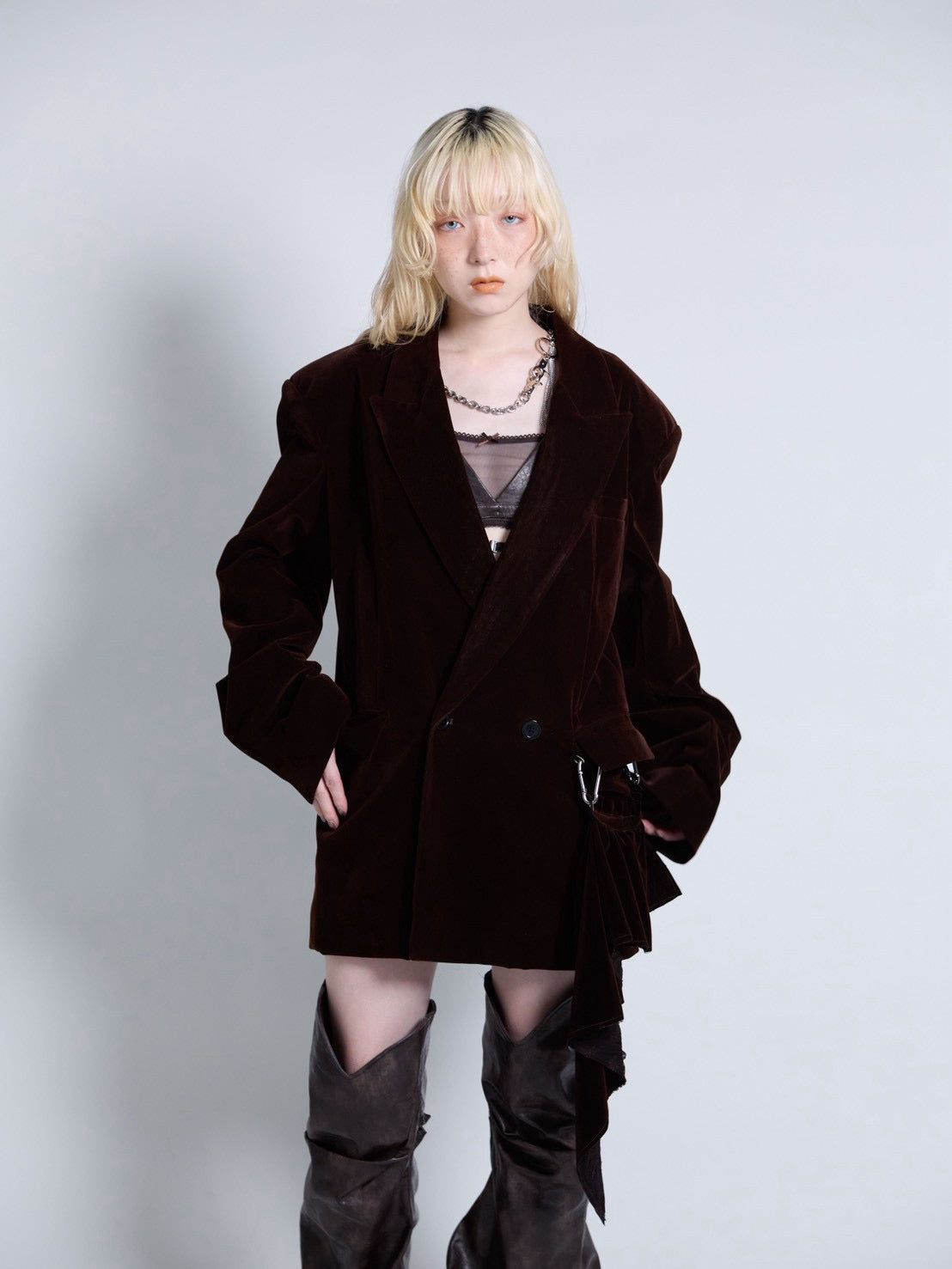 【9月下旬】Velvet Tailored Jacket(Brown）＜店頭予約＞