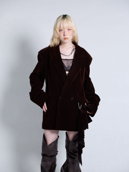 【10月初旬】Velvet Tailored Jacket(Brown）