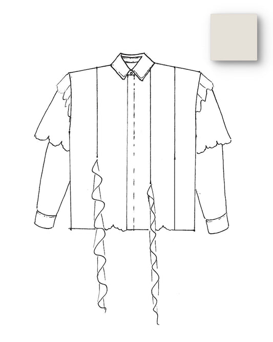 【9月上旬】Flocky Lace Ruffle Shirts (Ivory)