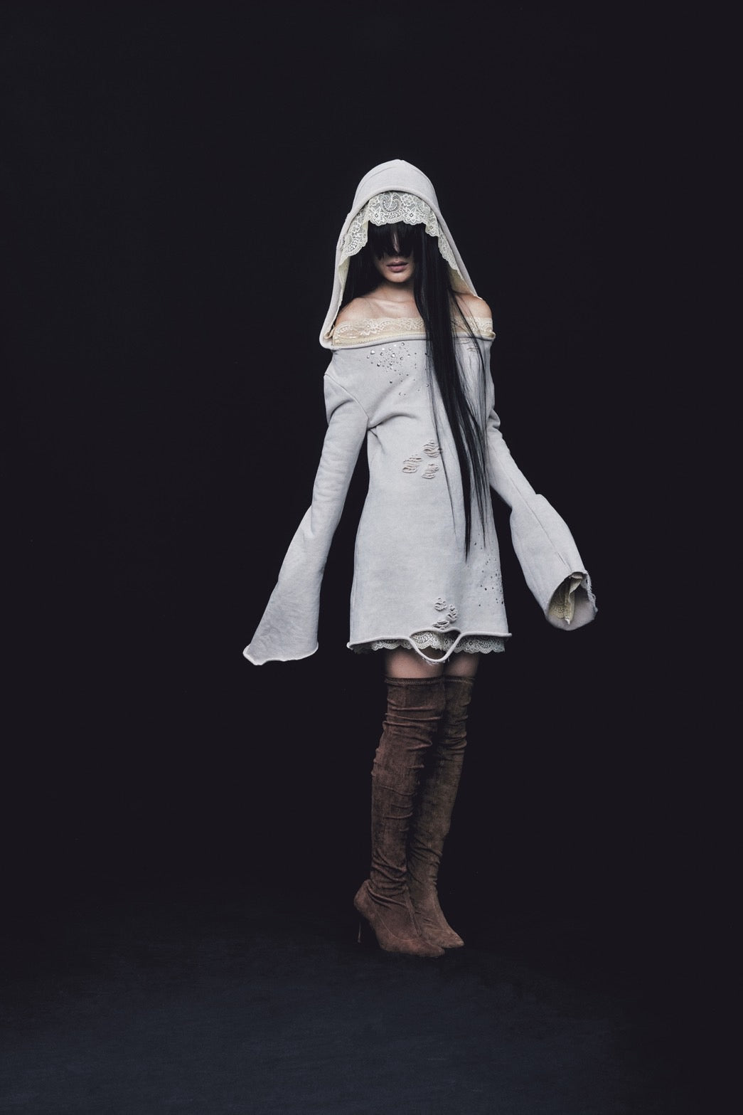 Love Veil Sweat Dress(Beige)