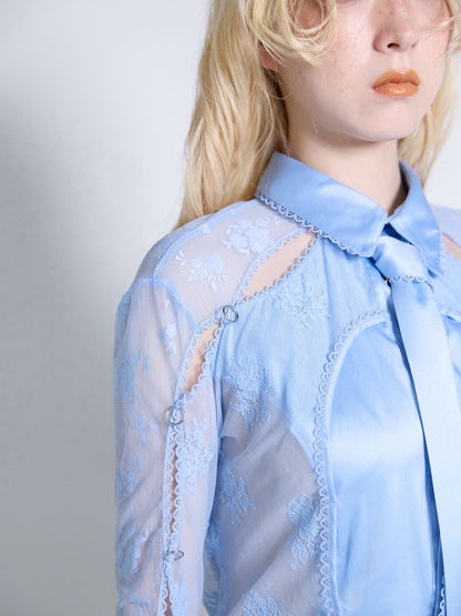 Pierced Lingerie Shirt(Blue)