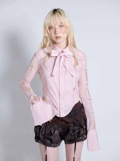 Pierced Lingerie Shirt(Pink)