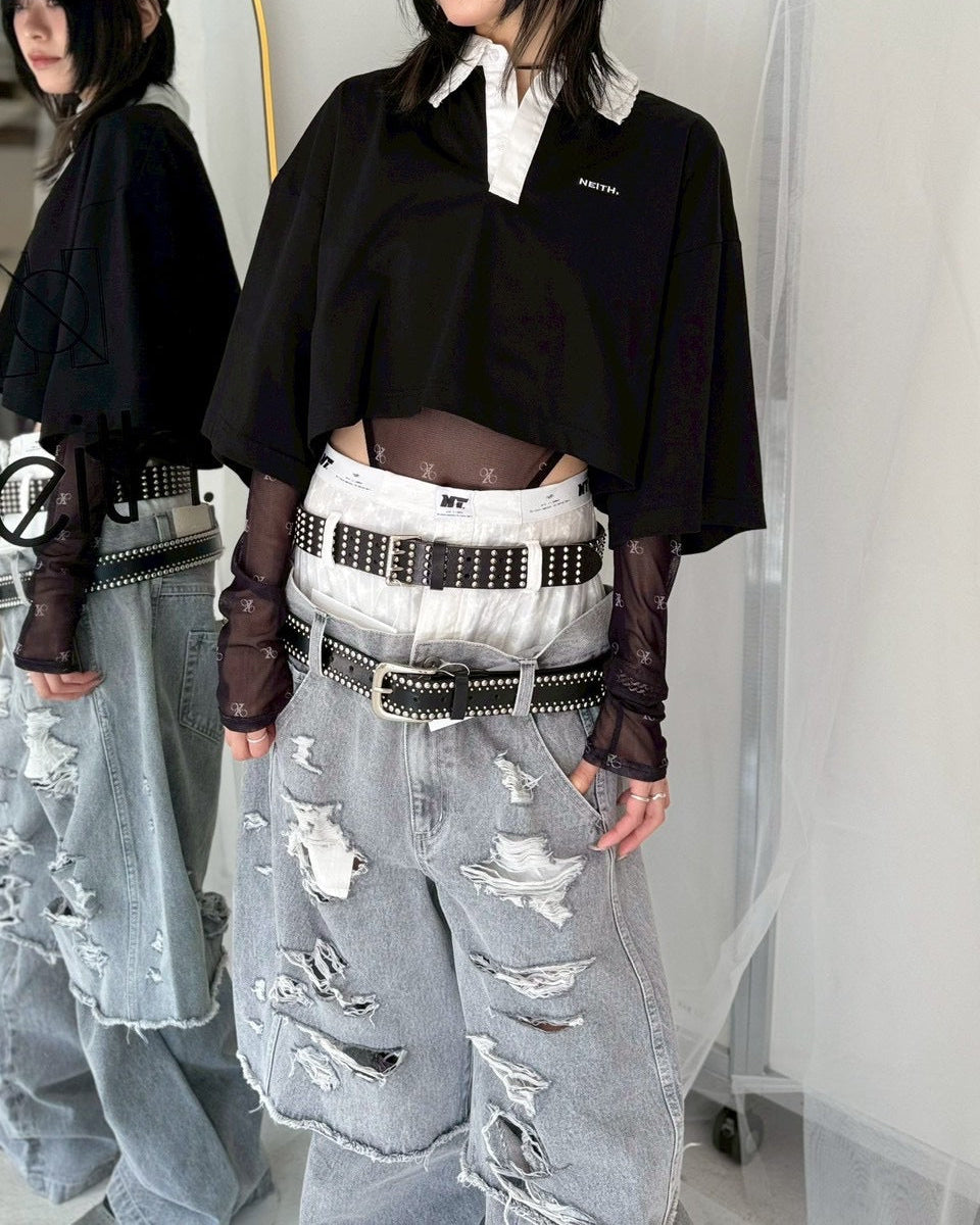 Destroyed Denim and Leg cover (Gray)