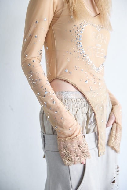 Metallic Sparkle Skin Top(Beige)