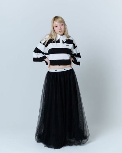 Double Collar Rugby Shirt (White×Black)