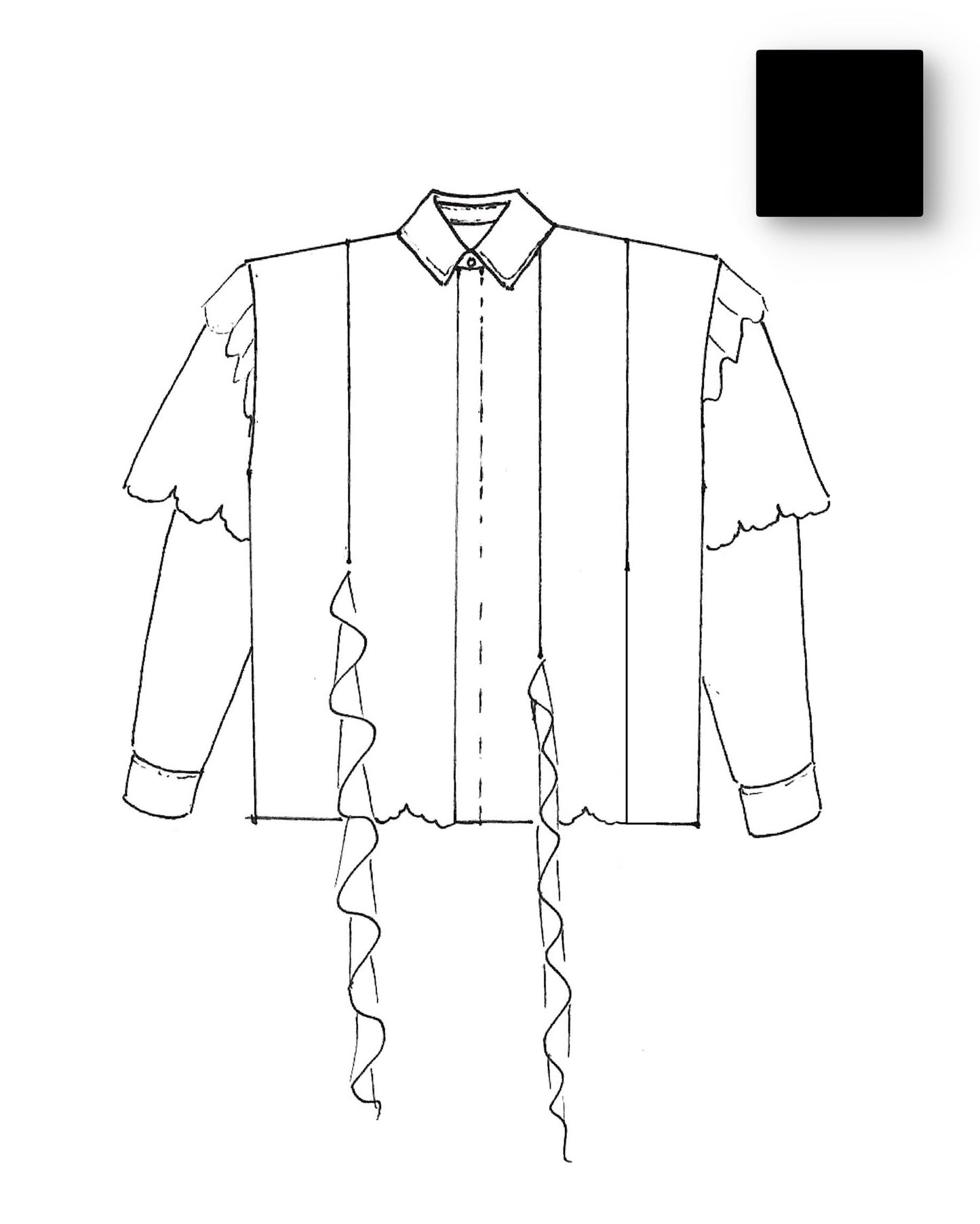 【9月上旬】Flocky Lace Ruffle Shirts (Black)