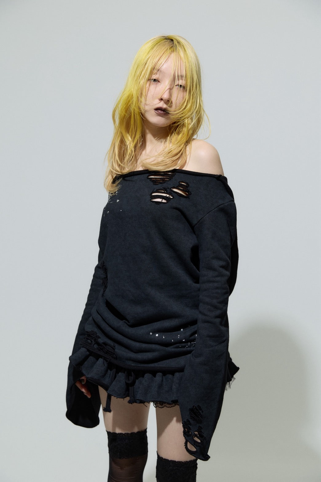Love Veil Sweat Dress(Black)