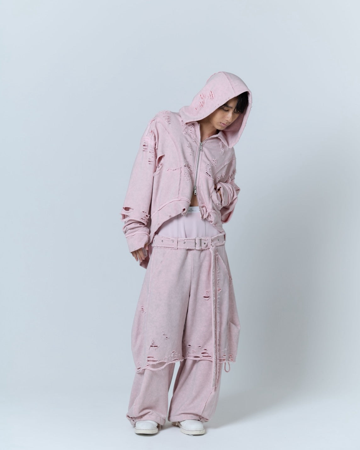 Boxer Destroyed Sweat Pants (Pink)