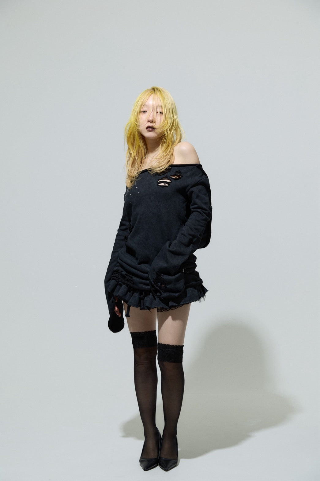 Love Veil Sweat Dress(Black)