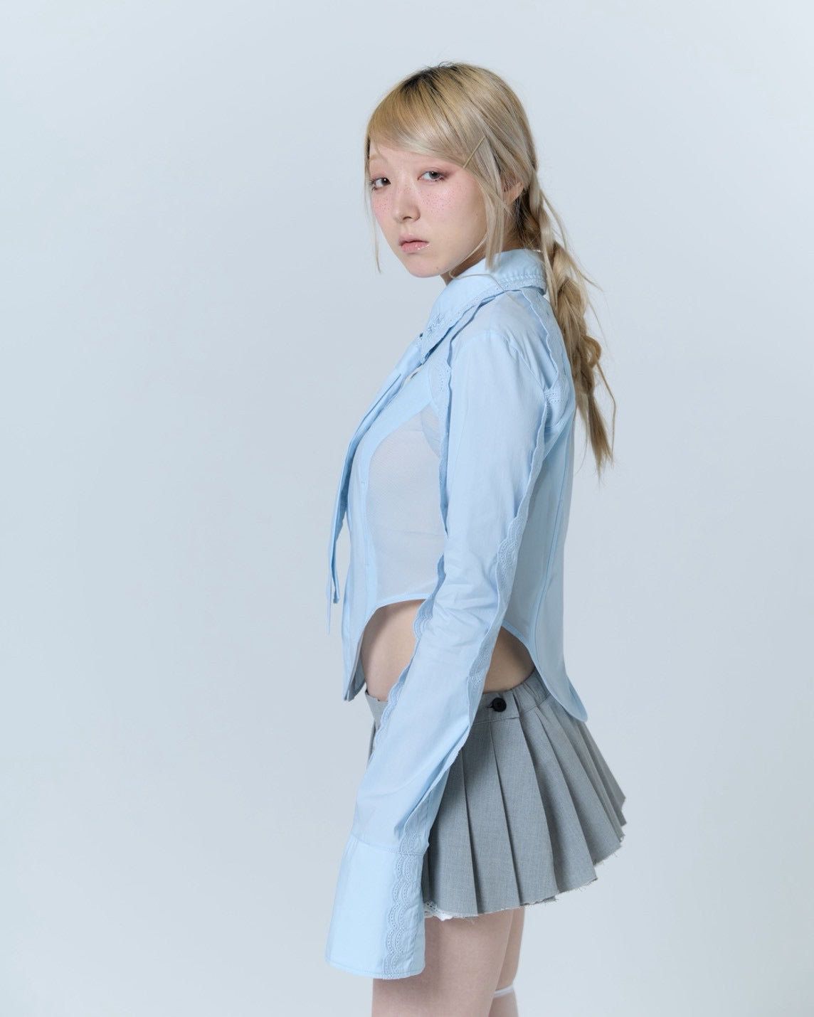 Handkerchief Tied Shirt (Blue)