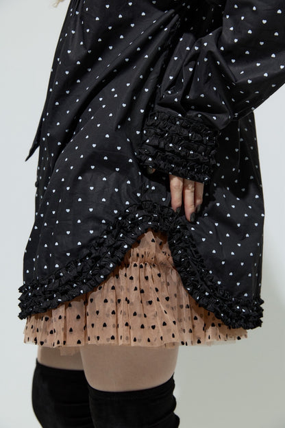 Love Dot Frill Shirt (Black)