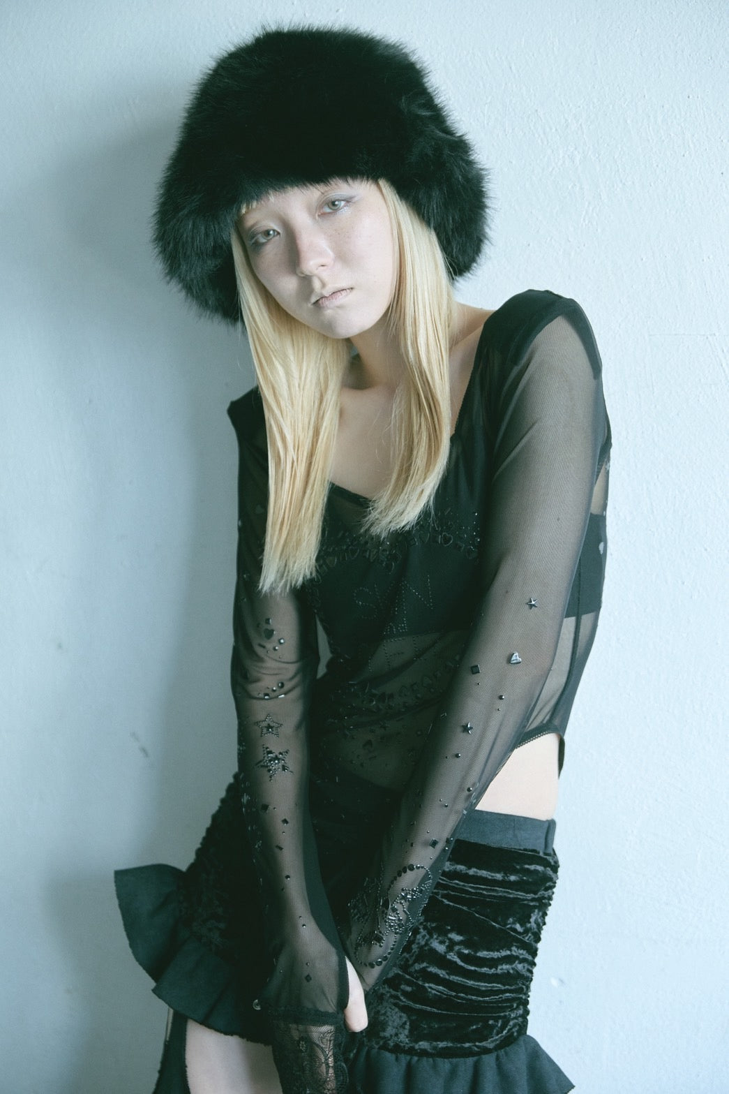 Metallic Sparkle Skin Top(Black)