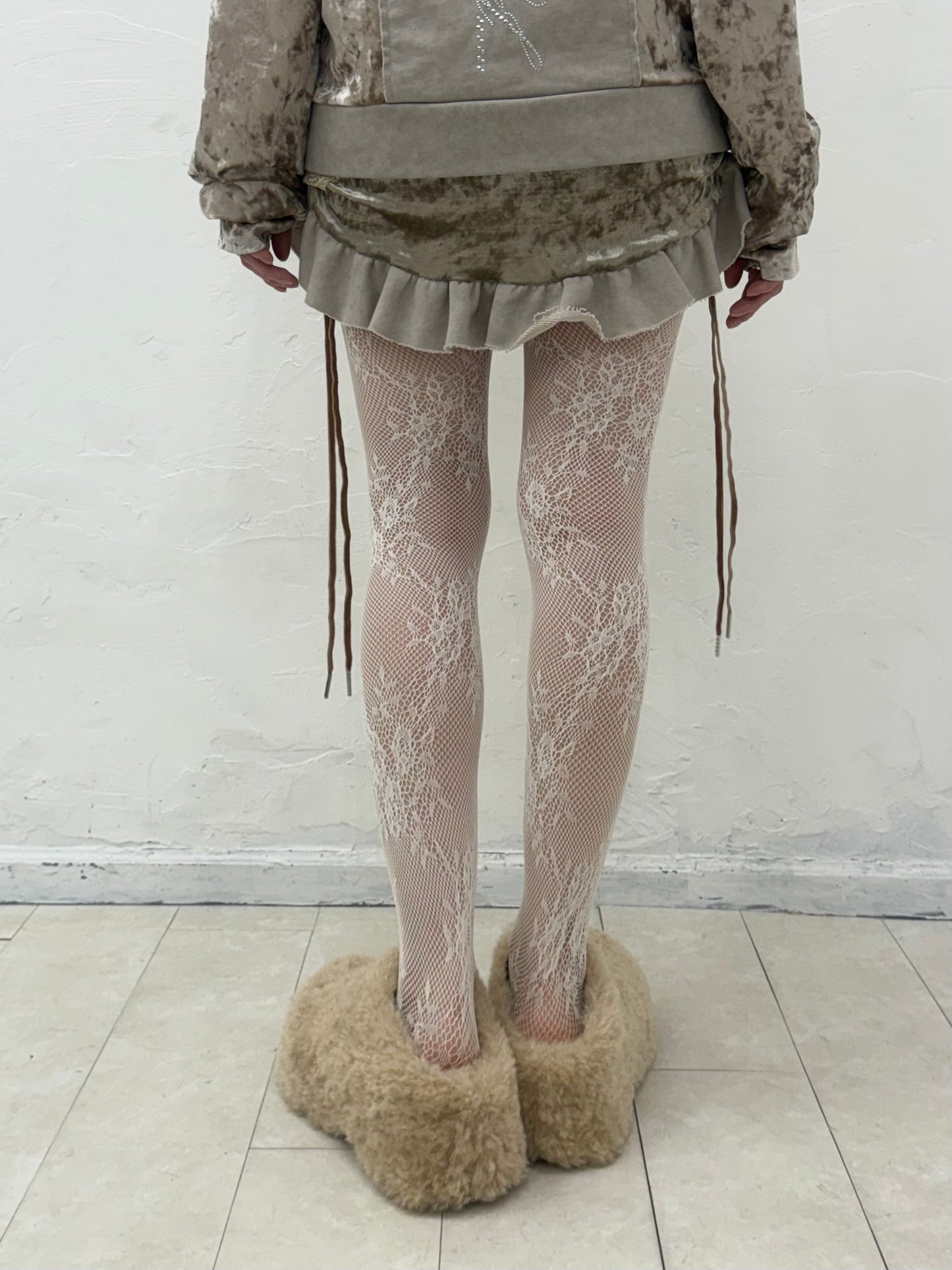 Fluffy Wedge sandals(Beige)