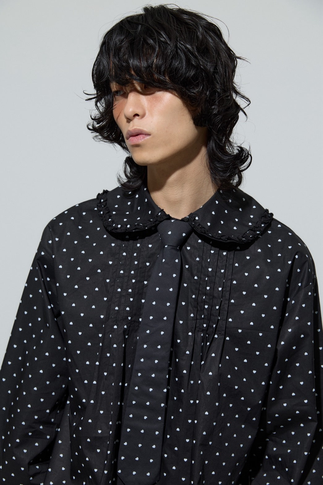 Love Dot Frill Shirt(Black)