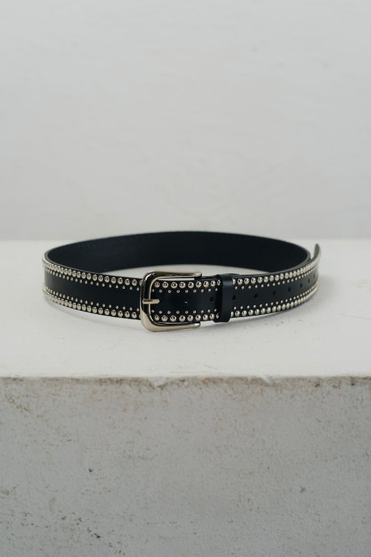 Double Studs Leather Belt