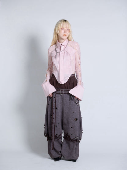 Pierced Lingerie Shirt(Pink)