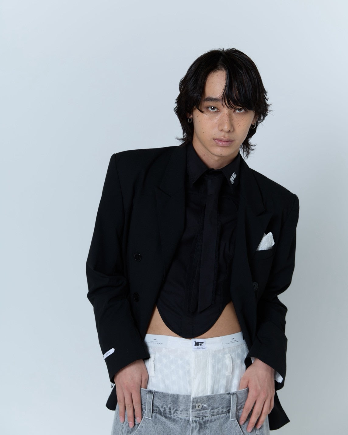 Handkerchief Tied Shirt (Blue)