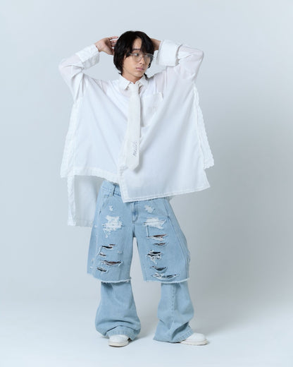 Handkerchief Shirt Dress (White)