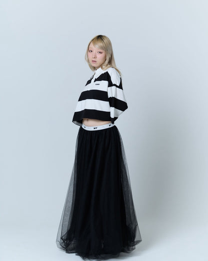 Double Collar Rugby Shirt (White×Black)