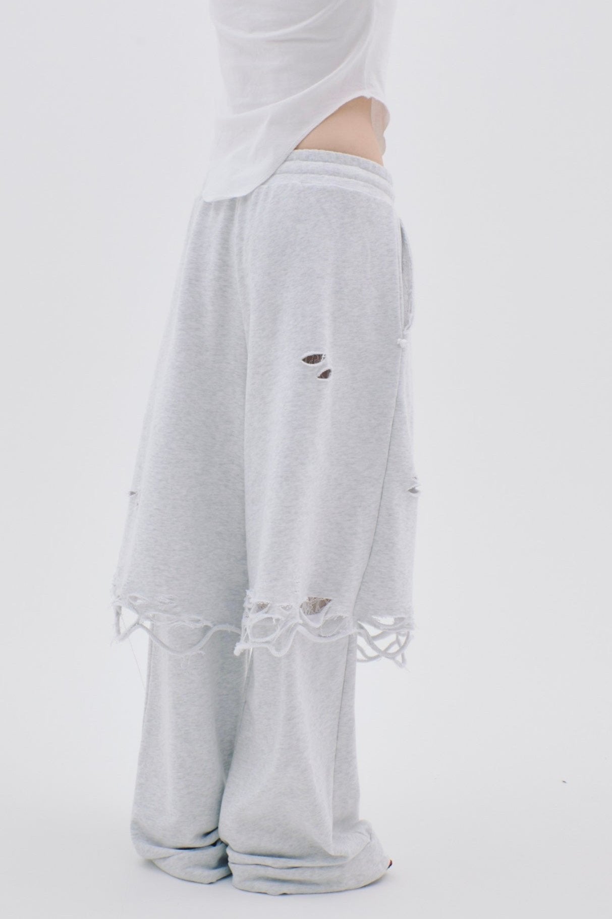 Layered Crush Sweat Pants(Gray)