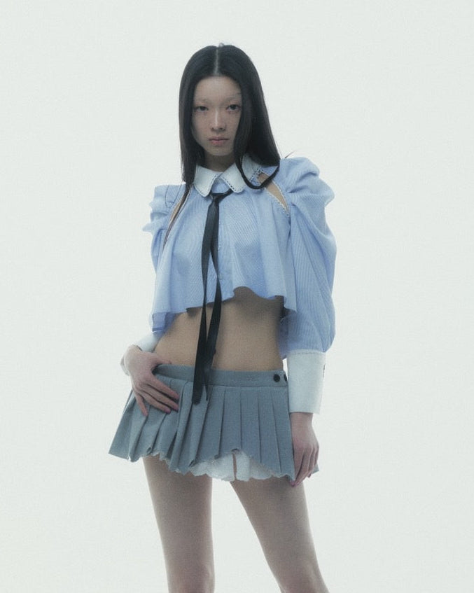 Destroyed Micro Mini Skirt (Gray)