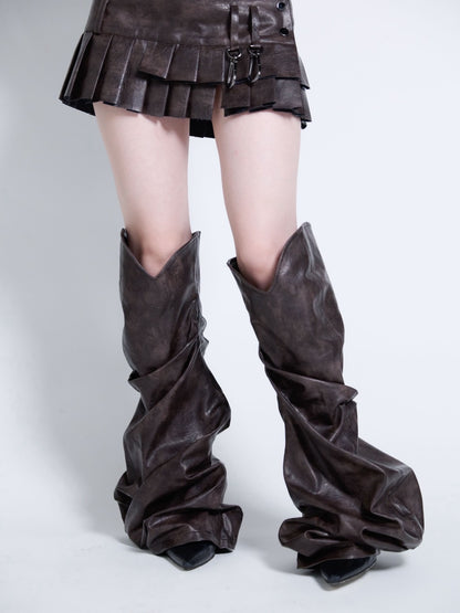 Curve Leather Leg Cover(Brown)