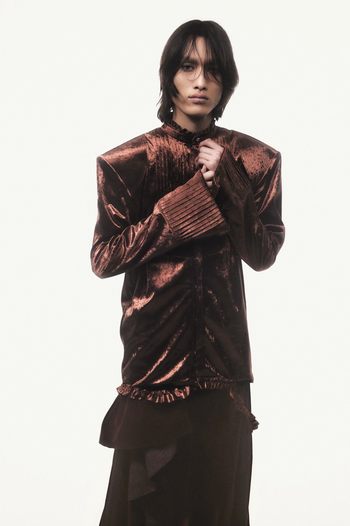 【9月下旬】Velvet Shirt(Brown)
