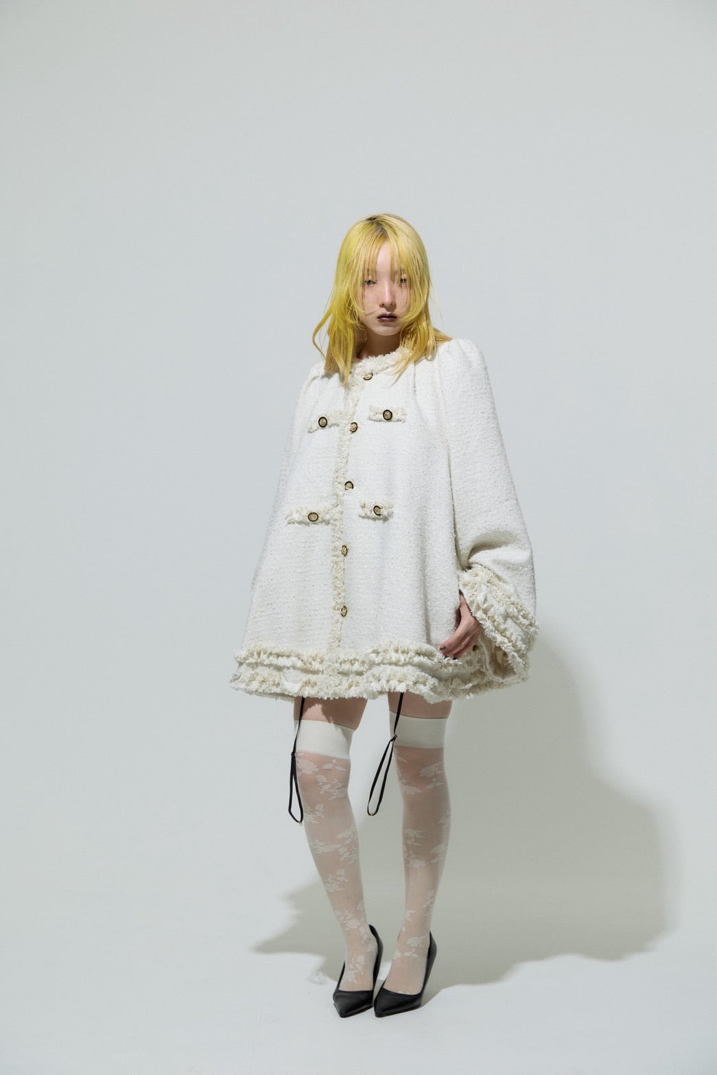 Tweed Bell Dress(Ivory)