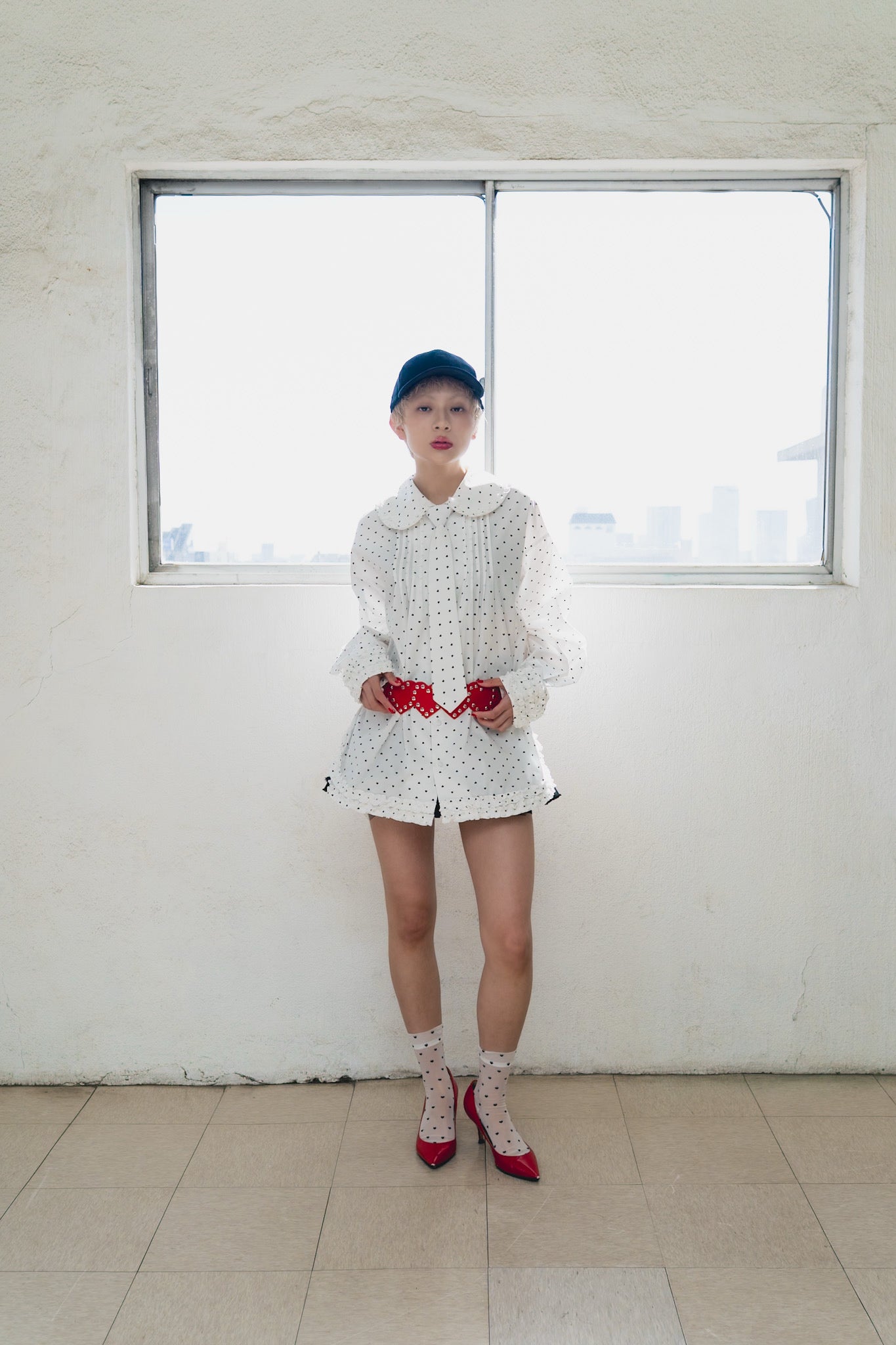 Love Dot Frill Shirt(White)