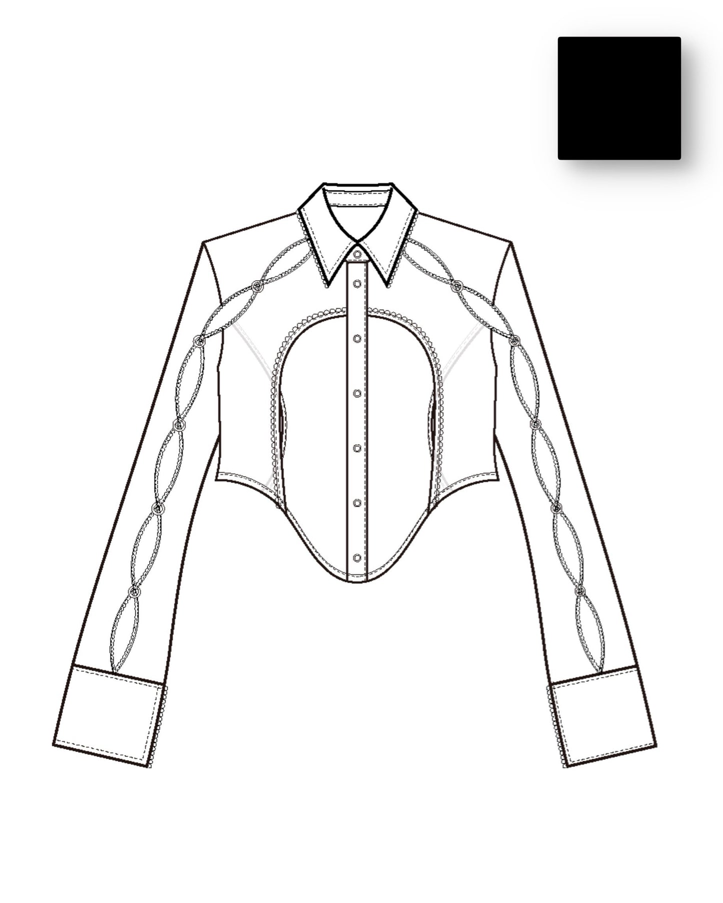 【8月末】Pierced Lingerie Shirt(Black)