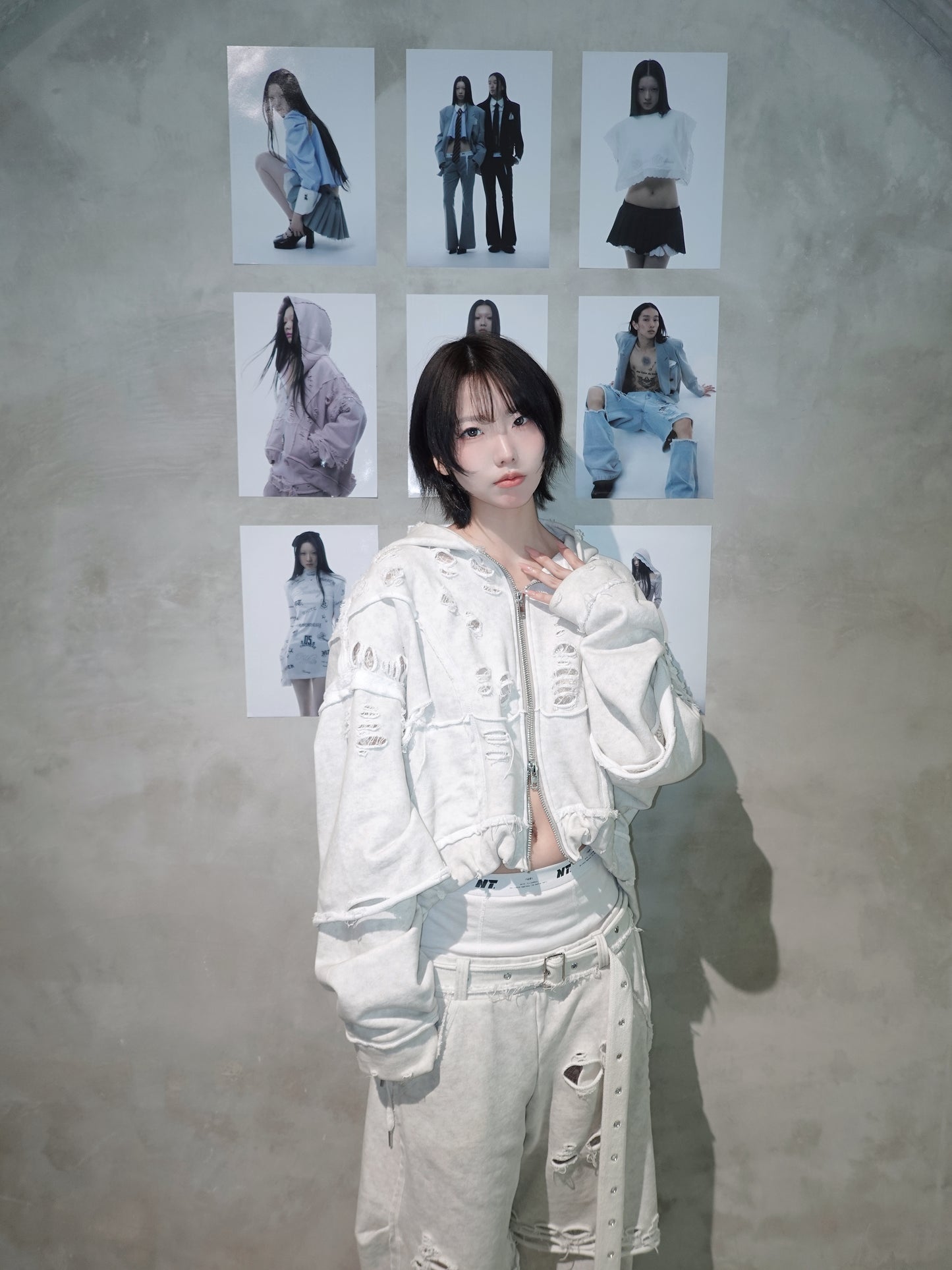 Destroyed Crush Hoodie (Powder Gray)