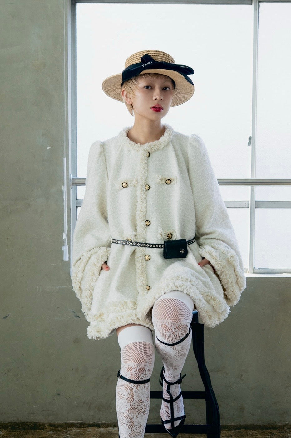 Tweed Bell Dress(Ivory)