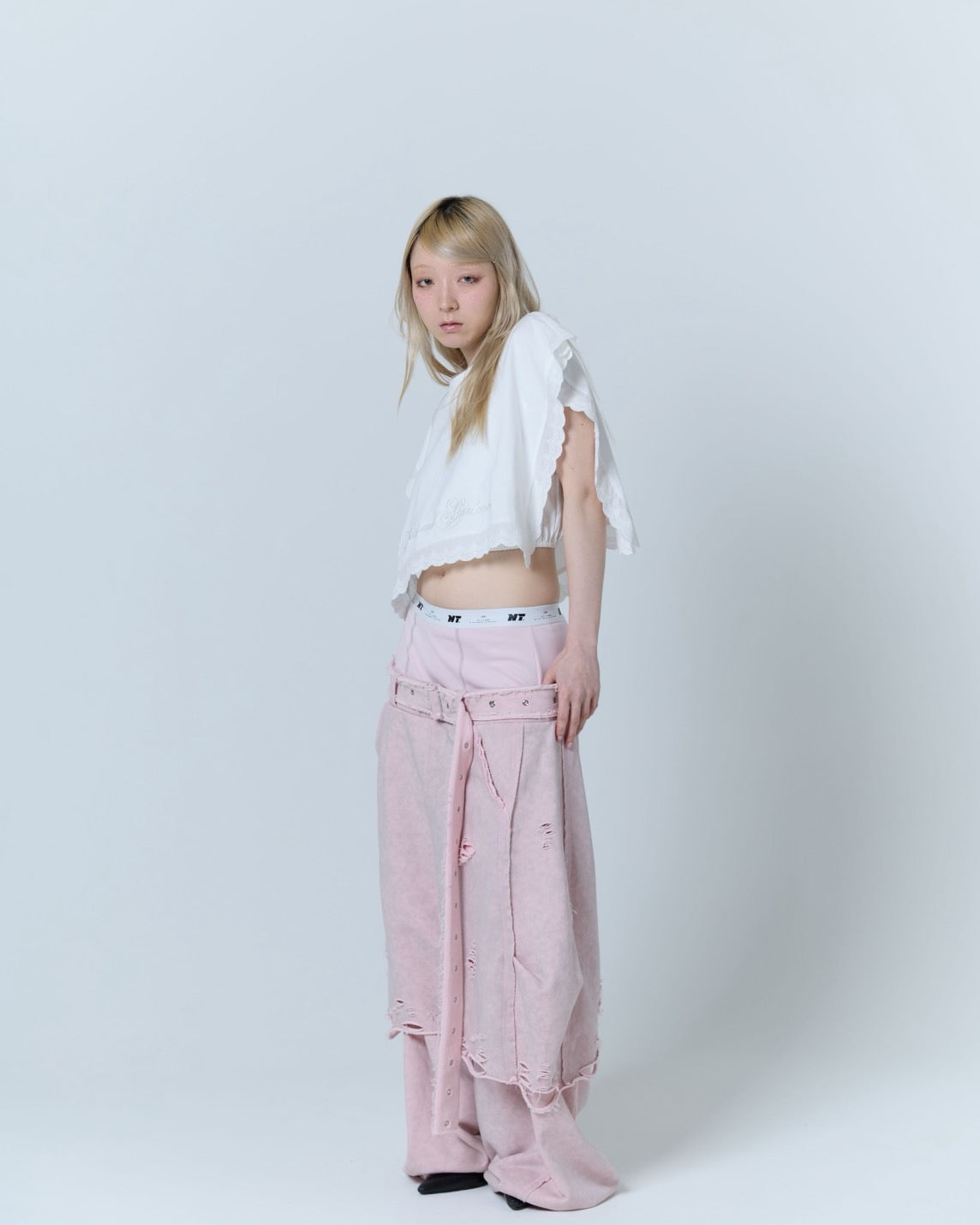 Boxer Destroyed Sweat Pants (Pink)