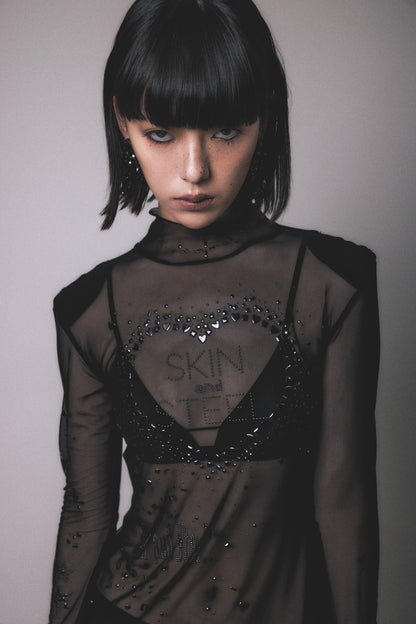 Metallic Sparkle Skin Dress(Black)